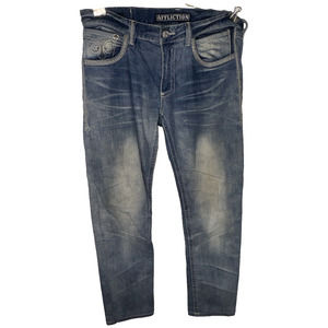 AFFLICTION jeans ACE SZ 34 x 30 STRAIGHT EMBROIDERED POCKETS JEANS